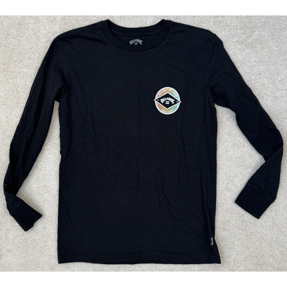 Billabong Boys Small Black Graphic Long Sleeve Shirt *Fits Boys 10